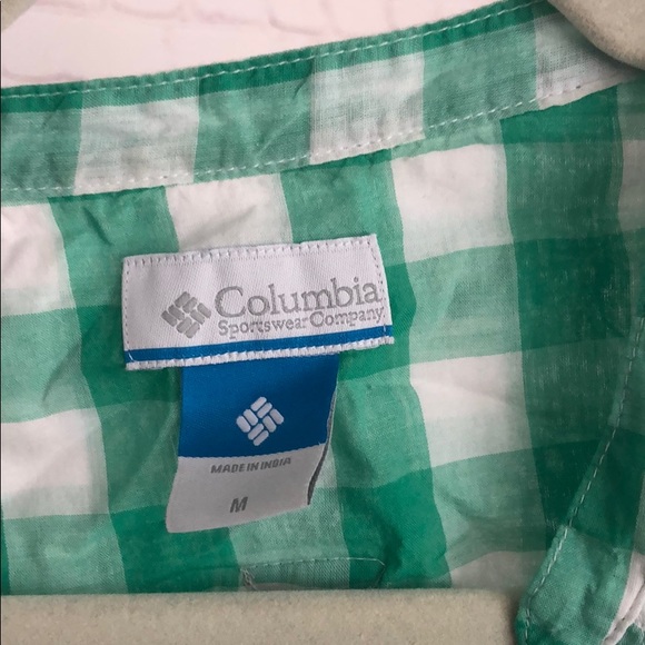 Columbia PFG 100% Green and White gingham Shirt - Picture 3 of 7